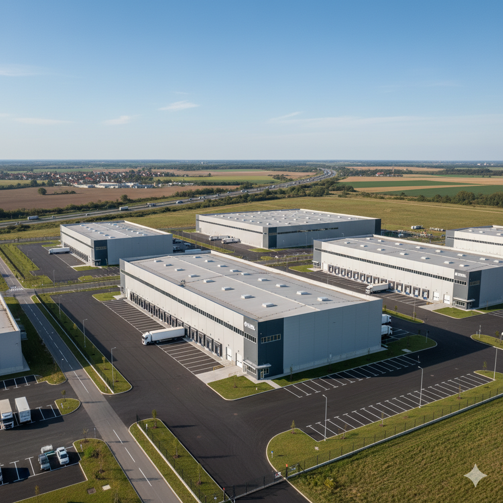 Vista aérea de un parque industrial